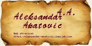 Aleksandar Apatović vizit kartica